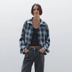 Massimo Dutti Flowing Check Button-down Blouse